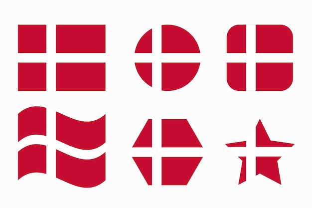 ベクトル デンマークは独立記念日または選挙のための簡単なイラストを示しています。ウェブ用のシンプルなアイコン