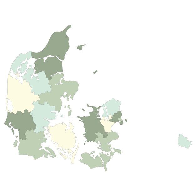 Vettore mappa della danimarca con province amministrative mappa della danimarca