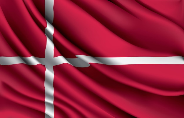 Denmark national flag waving realistic vector illustration