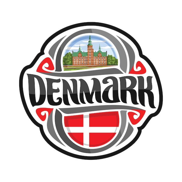 Вектор Дания наклейка флаг логотип знак путешествия сувенирная иллюстрация