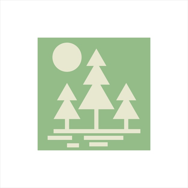 Dennenboom en bos logo-ontwerp