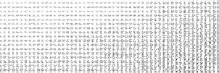 Vector dense binary code pattern creates a textured abstract background representing themes of digital data and encryption on a clean white surface