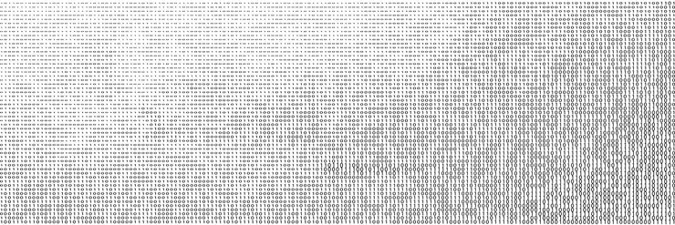 Vector dense binary code pattern creates a textured abstract background representing themes of digital data and encryption on a clean white surface