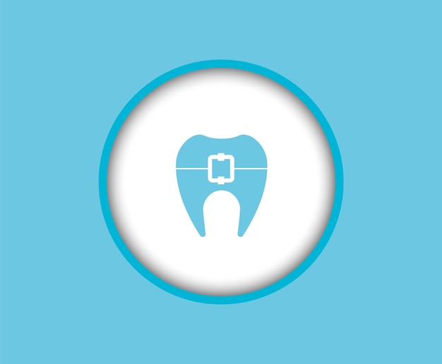 Dental braces for teeth flat circle icon for websites.
