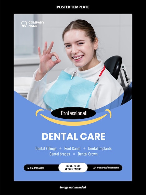 Vector dental care advertising poster template