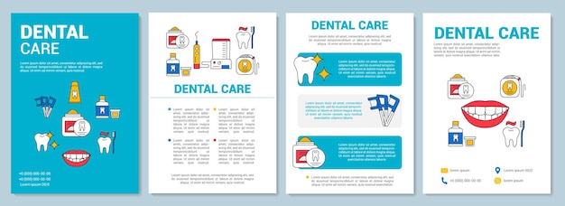 dental care brochure template layout. prevent tooth decay. flyer, booklet, leaflet print design with linear illustrations. vector page layouts for magazines, annual reports, advertising posters