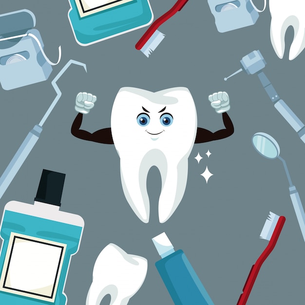 Dental care cartoons and icons