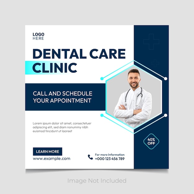 Dental care clinic social media post template