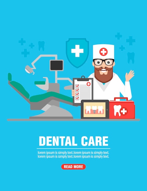 Dental care concept design flat