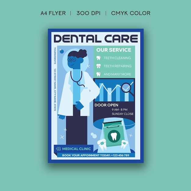 Vector dental care flyer