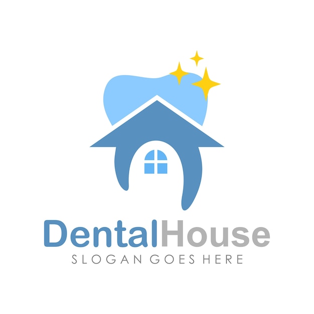 Dental care house and dentistry logo deign template