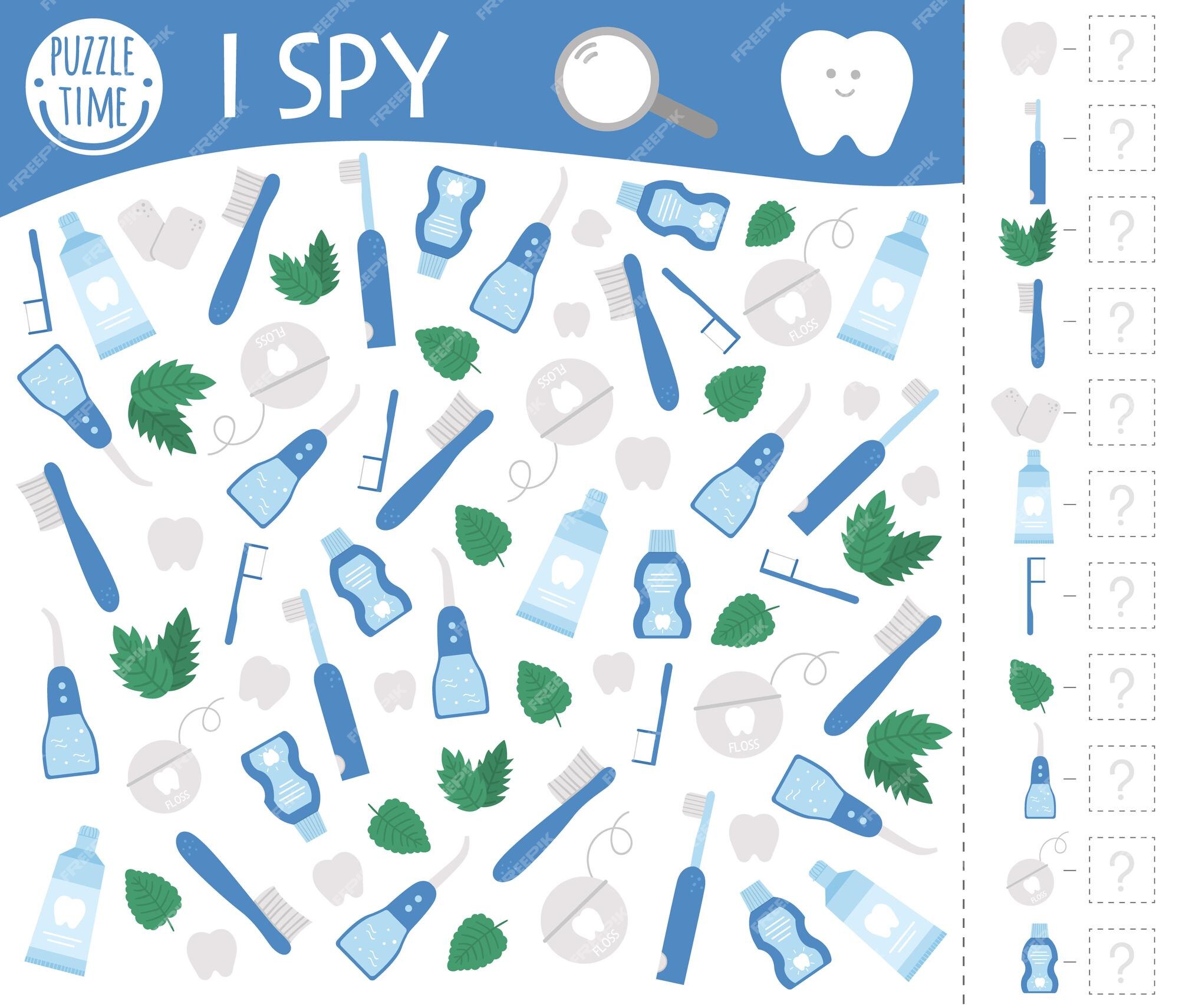 Premium Vector | Dental care i spy game for kids. mouth hygiene themed searching and counting activity for preschool children with cute elements. funny game for kids with teeth, brush, paste. logical Premium Vector | Dental care i spy game for kids. mouth hygiene themed searching and counting activity for preschool children with cute elements. funny game for kids with teeth, brush, paste. logical