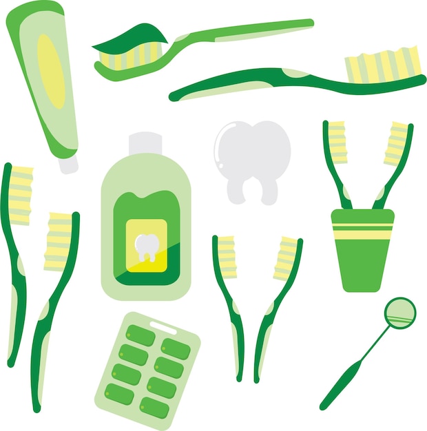 Vector dental care illustration set