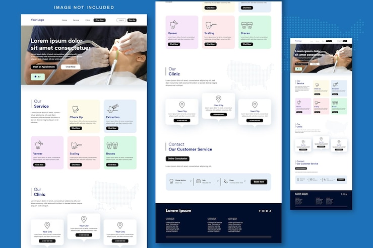 Vector dental care landing page design template