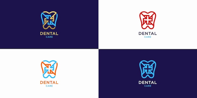 Dental care logo with line art style