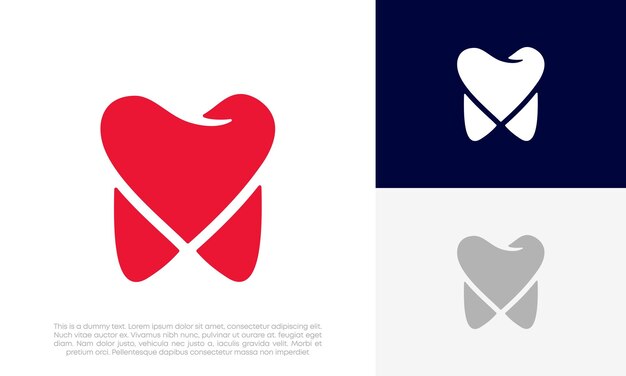 Vector dental care, love dental logo design vector