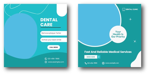 Dental care medical health care social media post banner template