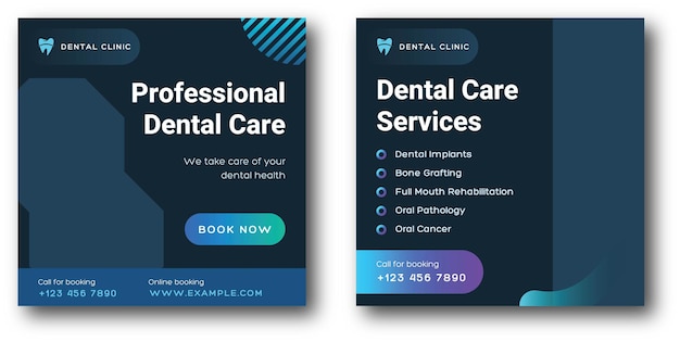 Vector dental care medical health care social media post banner template