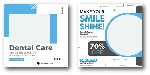 치과 치료 의료 건강 관리 소셜 미디어 게시물 배너 템플릿