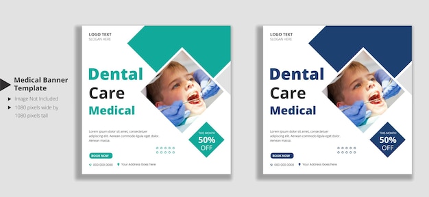 Dental care medical social media post banner template