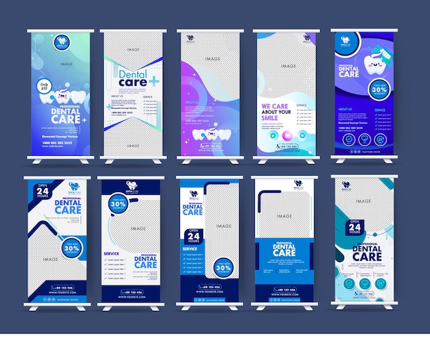 Dental care roll up banner template 06