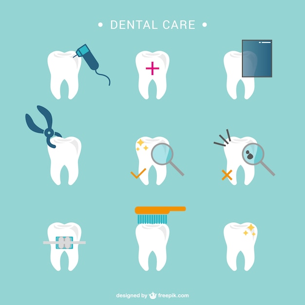 Vector dental care tooth icons