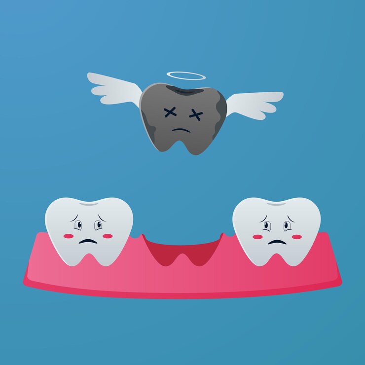 Premium Vector | Dental cartoon of missing tooth cute character cartoon