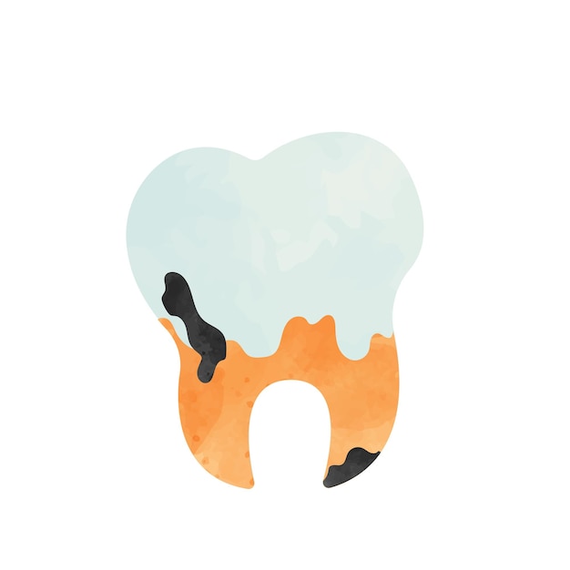 Vector dental character white dental caries sticker