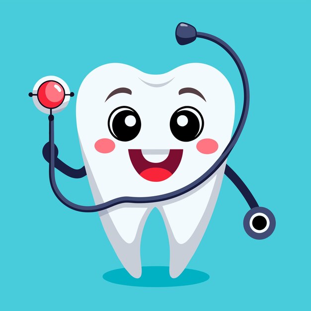 Vector dental character with stethoscope