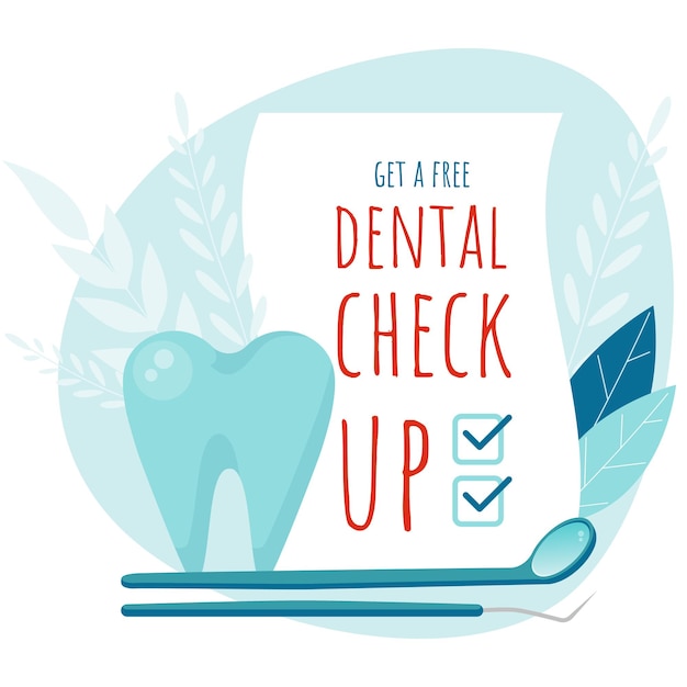 Dental check up healthy tooth oral dental hygiene dental care tooth vector concept