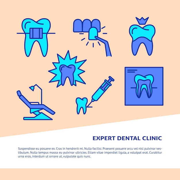 Вектор Шаблон баннера стоматологической клиники