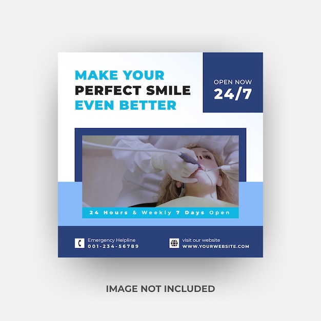 Vector dental clinic business and hospital social media post design