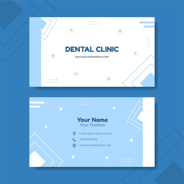 Vector dental clinic card horizontal template hand drawn cartoon flat illustration