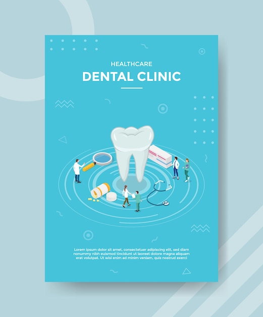 Vector dental clinic concept for template banner and flyer with isometric style vector