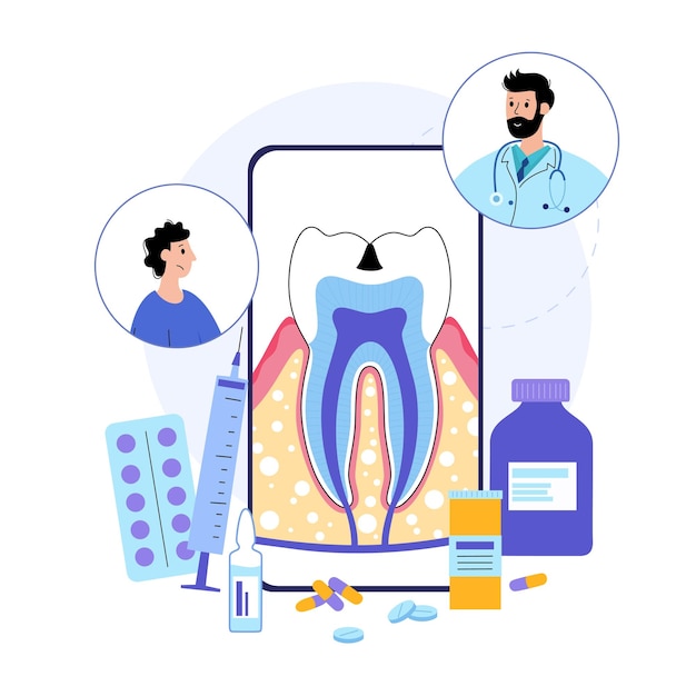 Vettore concetto di clinica dentale