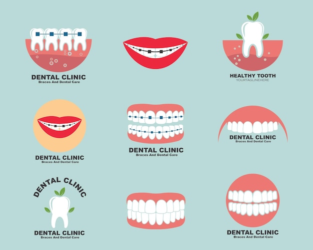 Dental clinic icon logo vector illustration design