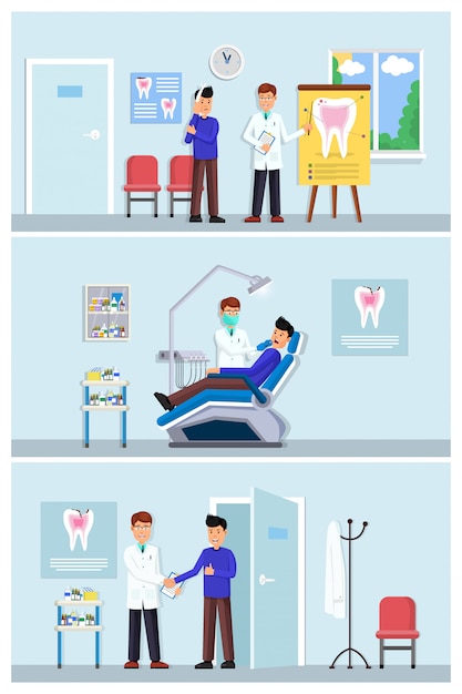 Dental clinic interior set