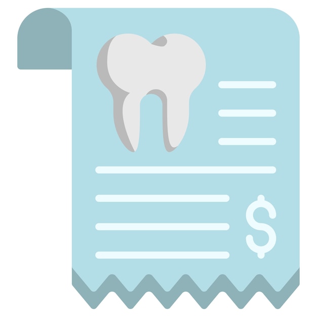 치과 진료소 송장 개념 영수증 치아 치료 청구서 벡터 아이콘 디자인 치과