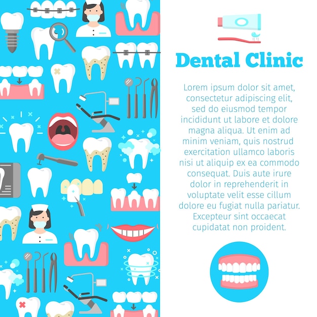 Dental clinic line icons banner