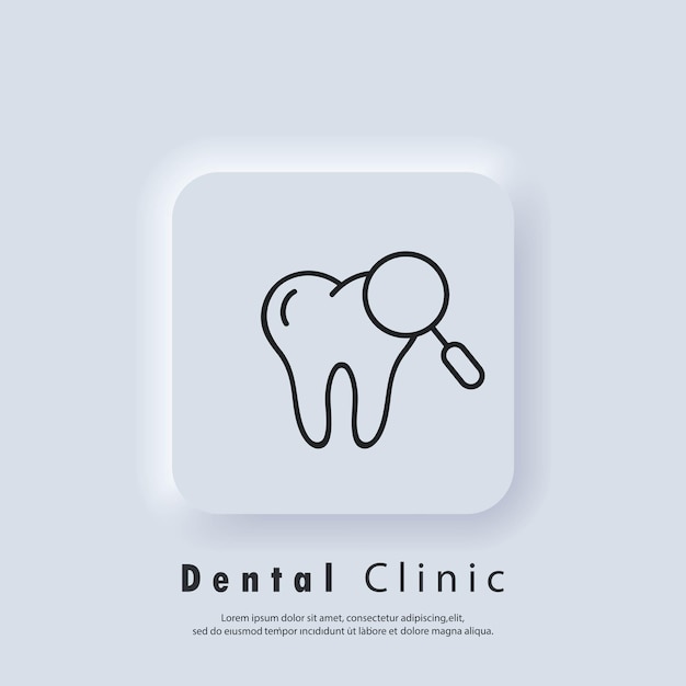 Dental clinic line logo. dentist icon. dentistry logo. stomatology. teeth care concept. vector. ui icon. neumorphic ui ux white user interface web button. neumorphism