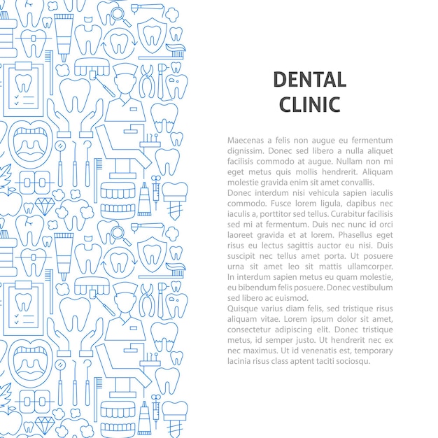 Dental Clinic Line Pattern Concept Vector Illustration of Outline Design