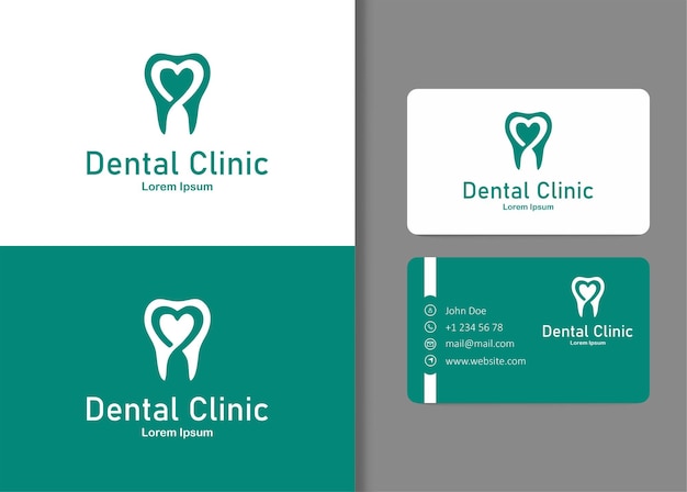 Дизайн логотипа стоматологической клиники с вектором визитной карточки