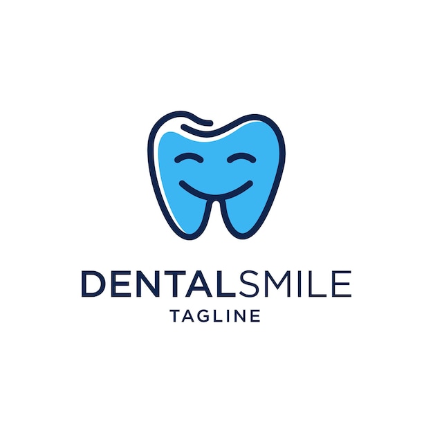 Dental clinic logo with smile tooth design template