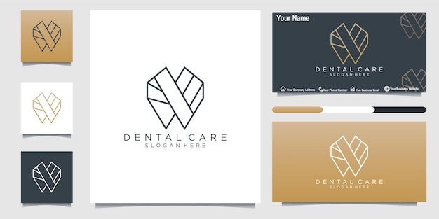 Vector dental clinic medical logo design and business card dentist