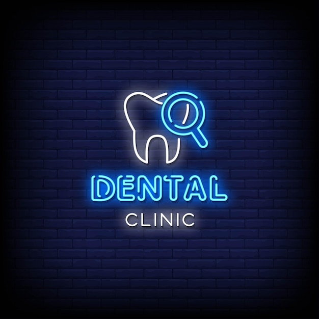 Testo di stile delle insegne al neon della clinica dentale