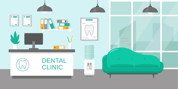 Приемная стоматологической клиники или интерьер холла больницы