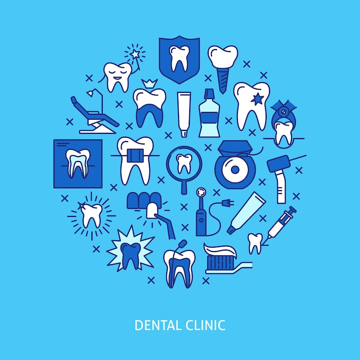 Vector dental clinic round concept banner