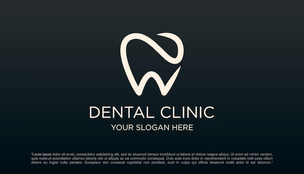 Illustrazione vettoriale del design del logo del dente della clinica dentale