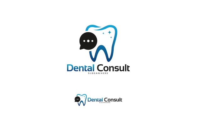 Dental Consult logo ontwerpen concept vector, tandheelkundige logo sjabloon