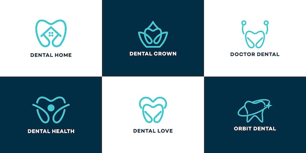 Вектор Стоматологическая креативная коллекция логотипов